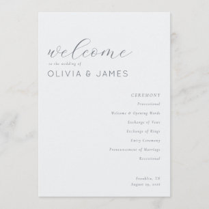 Programme Mariage Élégant Typographique Gris