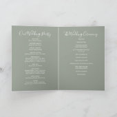 Programme Mariage élégant vert sauge écriture signature (Intérieur)