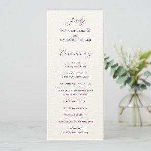 Programme Mariage Élégant Violet Traditionnel