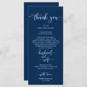 Programme Mariage Emplacement Paramètre Merci, Bleu Marine,  (Devant / Derrière)