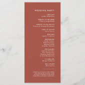 Programme Mariage en brique brûlée moderne et élégant (Dos)