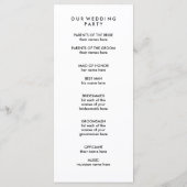 Programme Mariage en gras | Black Modern Text sur le program (Dos)