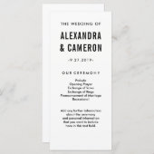 Programme Mariage en gras | Black Modern Text sur le program (Devant / Derrière)