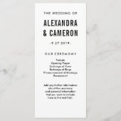 Programme Mariage en gras | Black Modern Text sur le program (Devant)