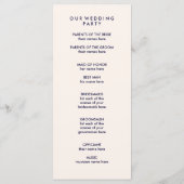 Programme Mariage en gras | Blush Pink et Navy Text Program (Dos)