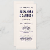 Programme Mariage en gras | Blush Pink et Navy Text Program (Devant / Derrière)