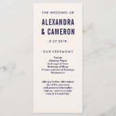 Programme Mariage en gras | Blush Pink et Navy Text Program (Devant)