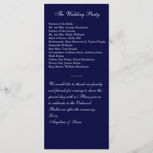 Programme Mariage en hiver (Dos)