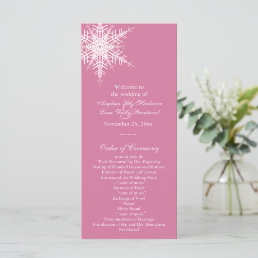 Programme mariage en hiver (rose) (Debout devant)