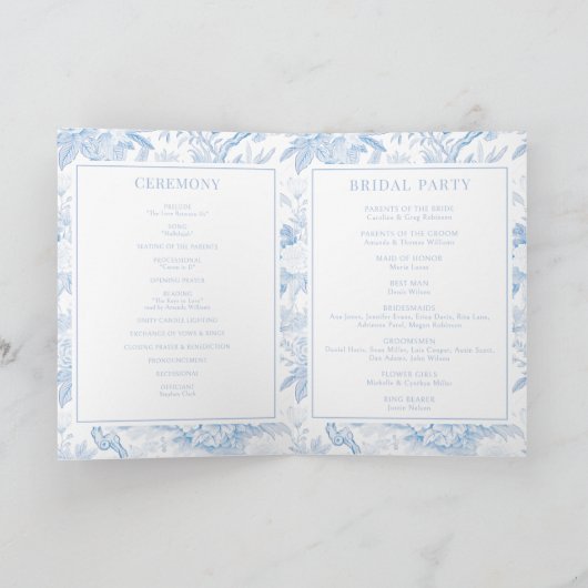 Programme Mariage en porcelaine bleu clair pliable (Intérieur)