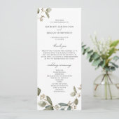 Programme Mariage Eucalyptus à l'aquarelle rustique (Debout devant)