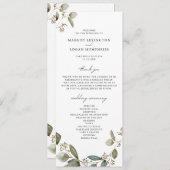 Programme Mariage Eucalyptus à l'aquarelle rustique (Devant / Derrière)