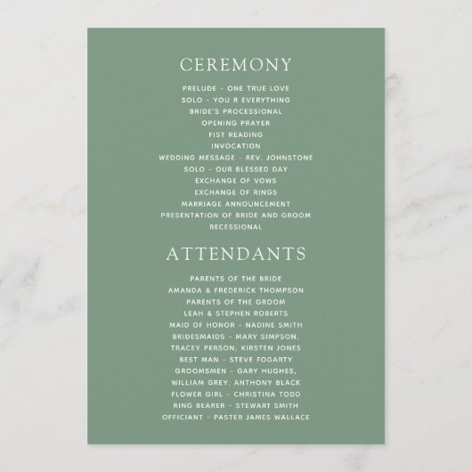 Programme Mariage Eucalyptus géométrique aquarelle (Dos)