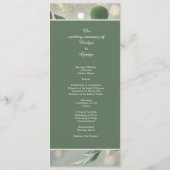 Programme Mariage Eucalyptus Vert Sage romantique (Dos)