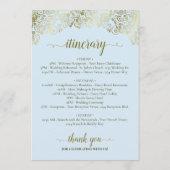 Programme Mariage Fantaisie Bleu Pâle & Or Bienvenue & Itiné (Dos)
