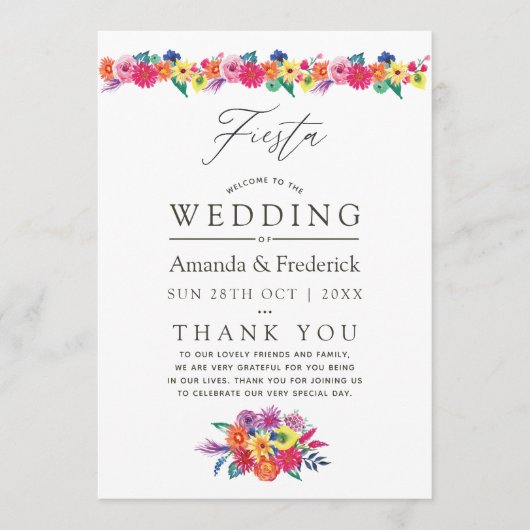 Programme Mariage Fête Florale Aquarelle (Devant)