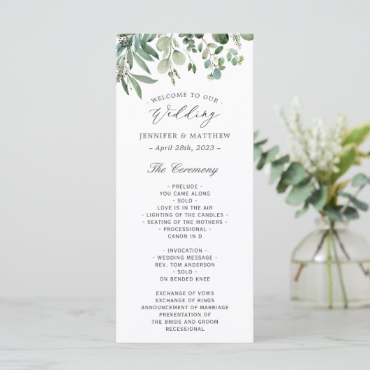Programme Mariage Feuille de l'Eucalyptus vert (Debout devant)