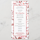 Programme Mariage Feuille Sangria Red Watercolor (Dos)