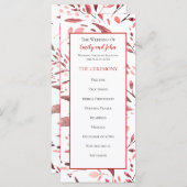 Programme Mariage Feuille Sangria Red Watercolor (Devant / Derrière)