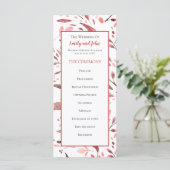 Programme Mariage Feuille Sangria Red Watercolor (Debout devant)