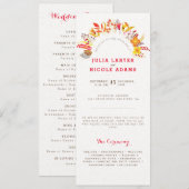 Programme Mariage Fleur de Boho Orange Violet Feuillage (Devant / Derrière)
