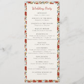 Programme Mariage Fleur de Rose Rouge Dorée Élégante Poussié (Dos)