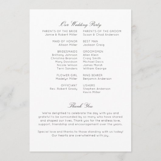 Programme Mariage Fleur sauvage simple et intemporel (Dos)