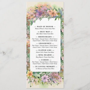 Programme Mariage Fleur sauvage Whimsical Pastel Watercolor