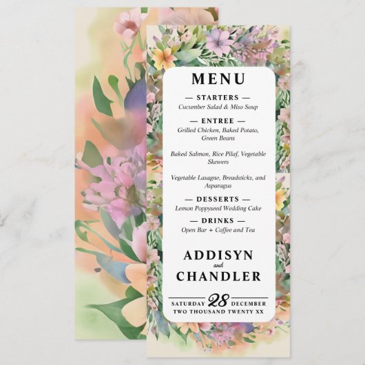 Programme Mariage Fleur sauvage Whimsical Pastel Watercolor (Devant / Derrière)