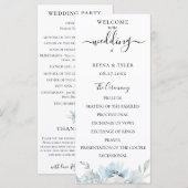 Programme Mariage Fleurie Aquarelle Bleu Pâle Poussiéreux (Devant / Derrière)