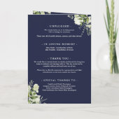 Programme Mariage Fleurie de Verdure Bleu Marine (Dos)