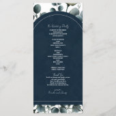 Programme Mariage Fleurie Moderne Bleu Foncé et Blanc (Dos)