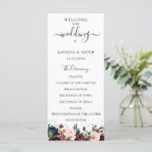 Programme Mariage Fleuris Aquarelle Bleu Nuit Rouge Bourgogn (Debout devant)