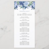 Programme Mariage Fleuris Aquarelle Bleu Poussiéreux (Dos)