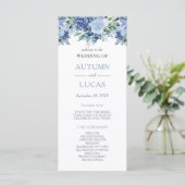 Programme Mariage Fleuris Aquarelle Bleu Poussiéreux (Debout devant)