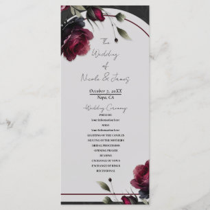 Programme Mariage Fleurs Bordeaux Roses Rouges Ombre Gris