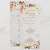 Programme Mariage Fleurs Géométriques Marbre Or et Orchidées (Devant / Derrière)