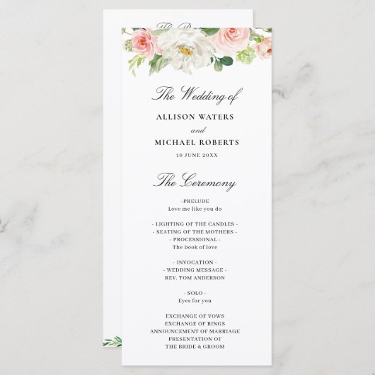 Programme mariage floral (Devant / Derrière)