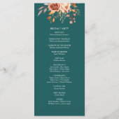 Programme Mariage floral à l'aquarelle sarcelle et terre cui (Dos)