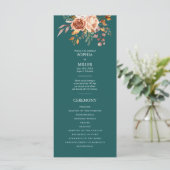 Programme Mariage floral à l'aquarelle sarcelle et terre cui (Debout devant)