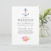 Programme Mariage floral à thème nautique à l'aquarelle avec (Debout devant)