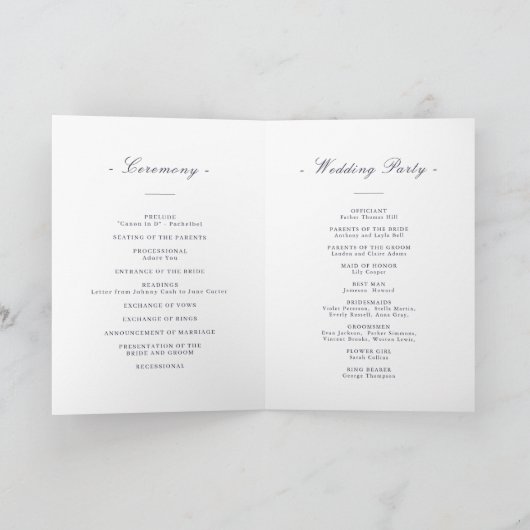 Programme Mariage floral abstrait or vert classique (Intérieur)