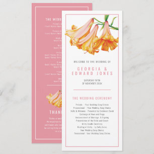 Programme Mariage floral aquarelle art lily corail orange