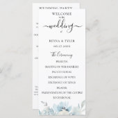 Programme Mariage Floral Aquarelle Bleu Poussiéreux Pastel (Devant / Derrière)