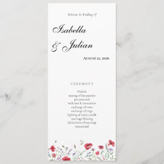 Programme Mariage floral aquarelle pavot et lavande