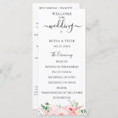 Programme Mariage Floral Aquarelle Rose Pâle (Devant / Derrière)