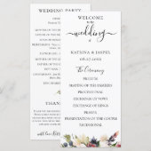 Programme Mariage Floral Aquarelle Rose Pâle et Prune (Devant / Derrière)