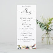 Programme Mariage Floral Aquarelle Rose Pâle et Prune (Debout devant)