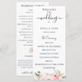 Programme Mariage floral aquarelle rose tendre (Devant / Derrière)