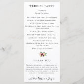 Programme Mariage Floral Aquarelle Rouge Bourgogne (Dos)